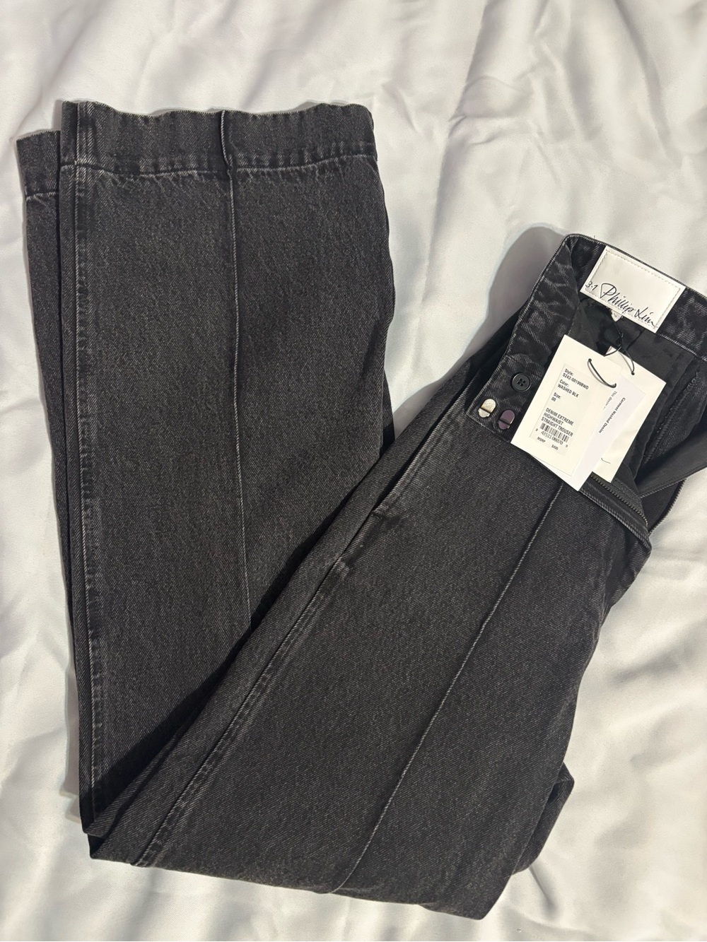 3.1 Phillip Lim Washed Black High-Waist Straight Trousers